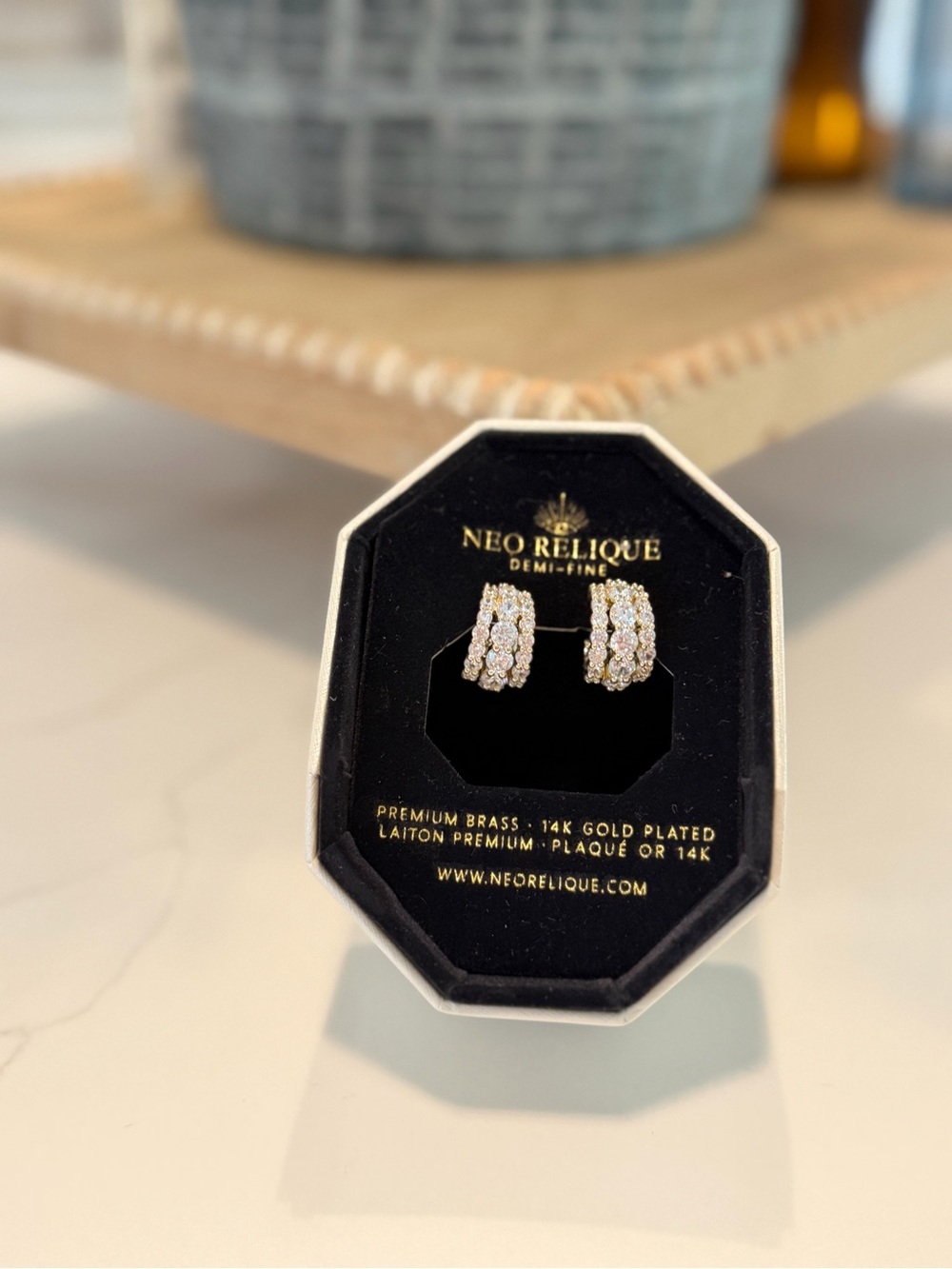 Gold-Plated Pavé Crystal Huggie Earrings - White